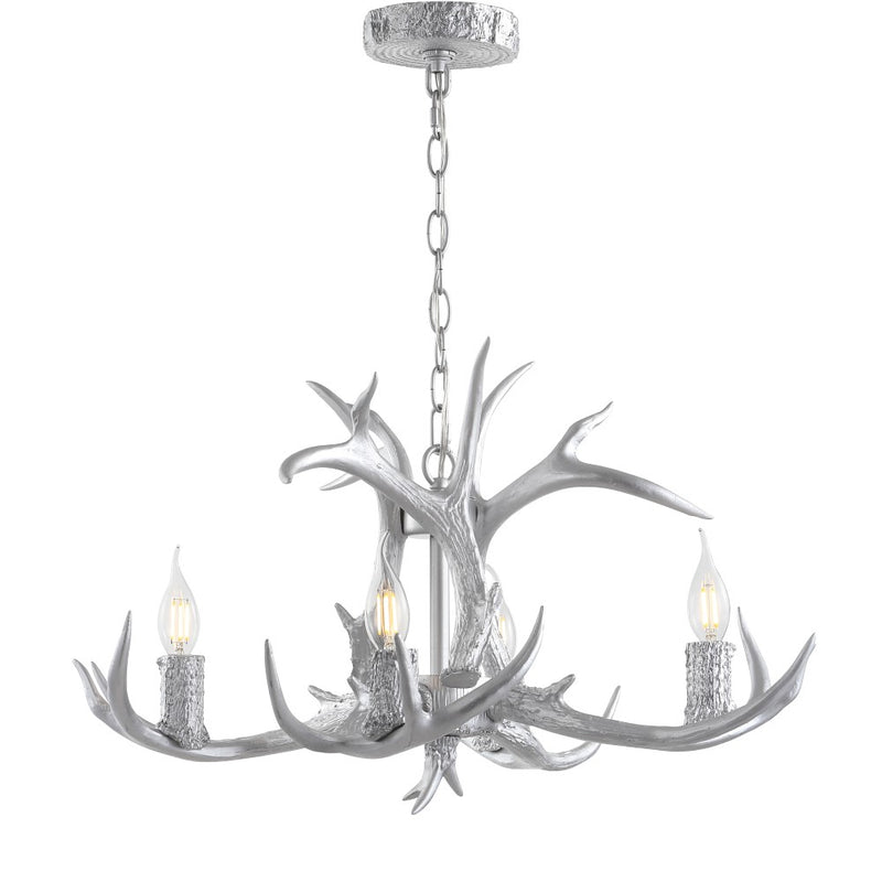 Eldora Rustic Farmhouse Adjustable Resin Antler LED Chandelier
