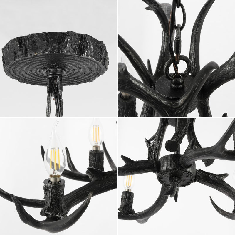 Eldora Rustic Farmhouse Adjustable Resin Antler LED Chandelier