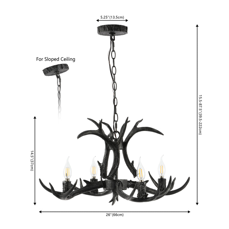 Eldora Rustic Farmhouse Adjustable Resin Antler LED Chandelier