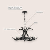 Eldora Rustic Farmhouse Adjustable Resin Antler LED Chandelier