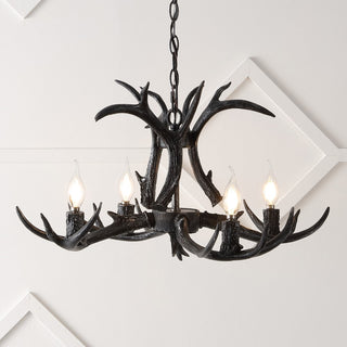 Eldora Rustic Farmhouse Adjustable Resin Antler LED Chandelier