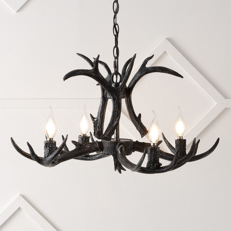 Eldora Rustic Farmhouse Adjustable Resin Antler LED Chandelier