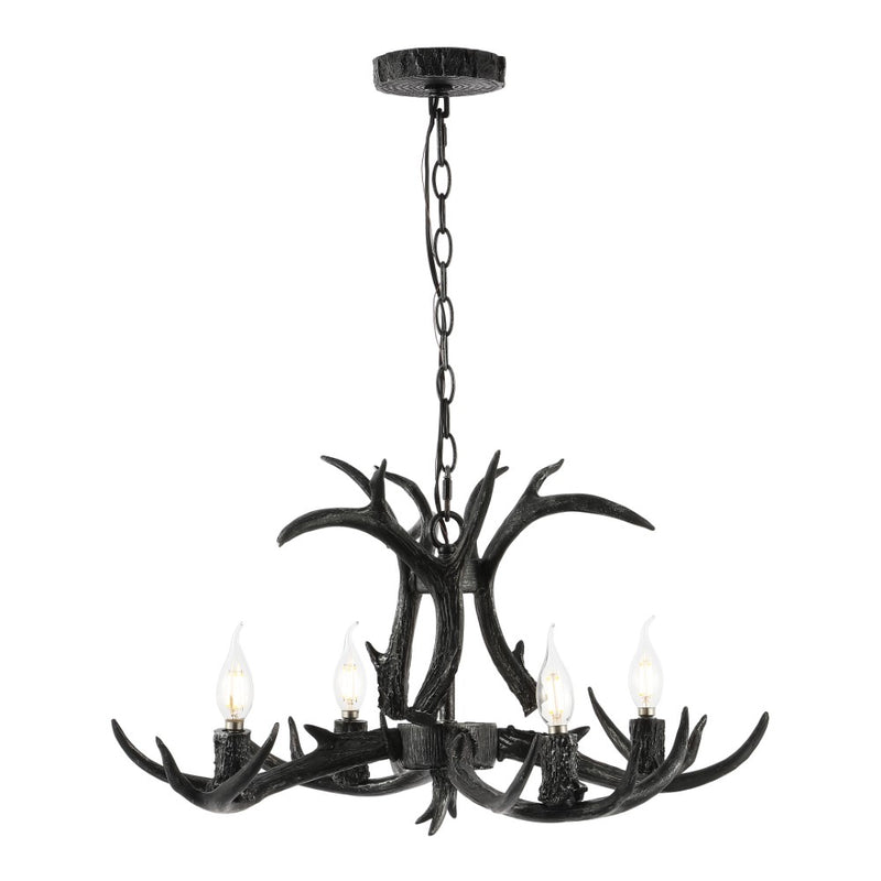 Eldora Rustic Farmhouse Adjustable Resin Antler LED Chandelier