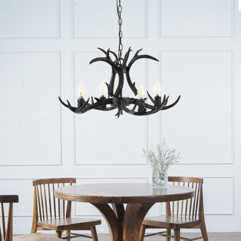 Eldora Rustic Farmhouse Adjustable Resin Antler LED Chandelier