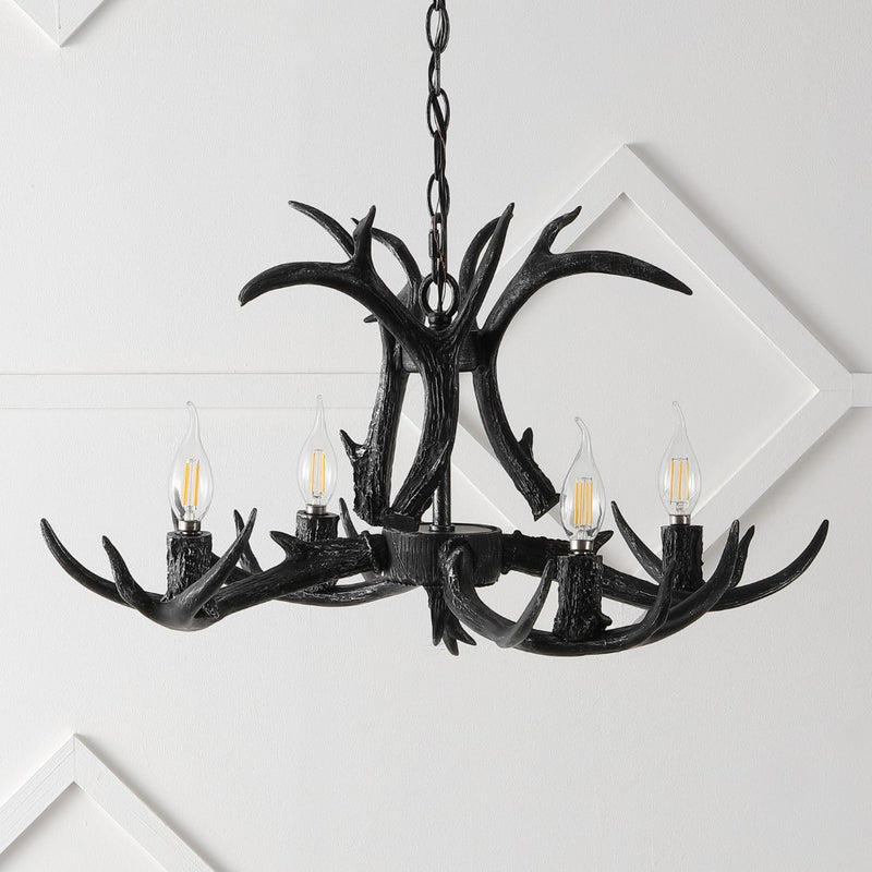 Eldora Rustic Farmhouse Adjustable Resin Antler LED Chandelier