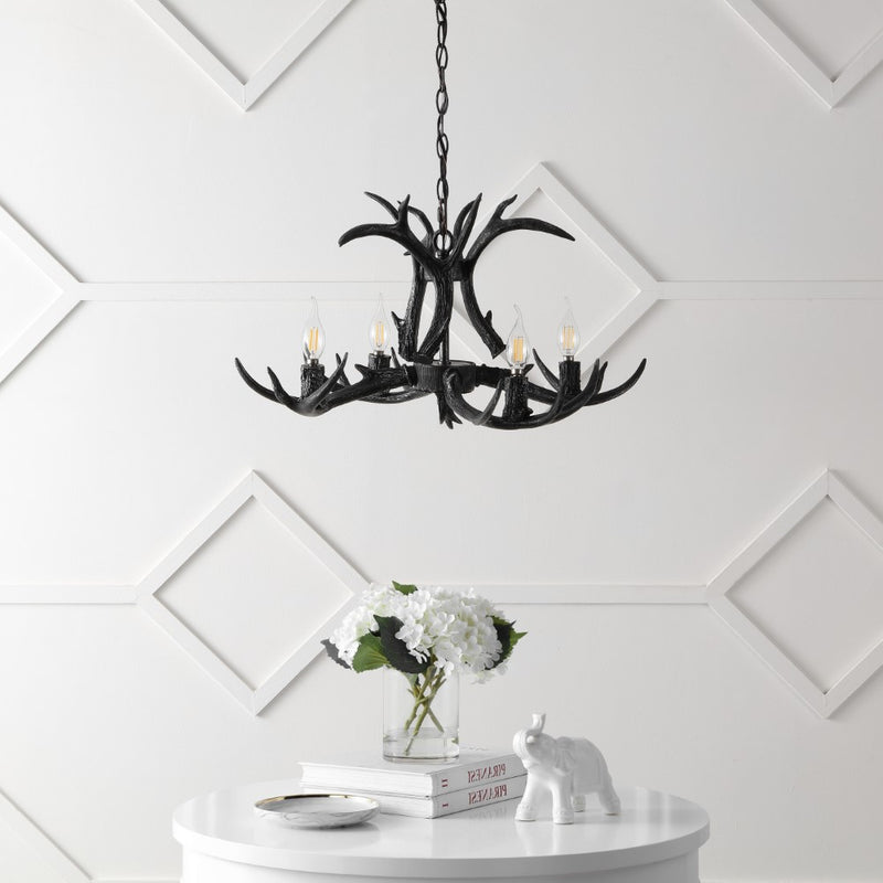 Eldora Rustic Farmhouse Adjustable Resin Antler LED Chandelier