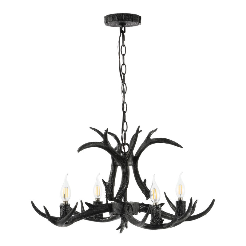 Eldora Rustic Farmhouse Adjustable Resin Antler LED Chandelier