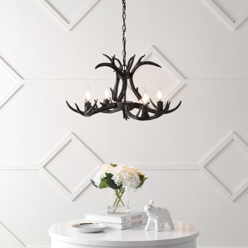 Eldora Rustic Farmhouse Adjustable Resin Antler LED Chandelier