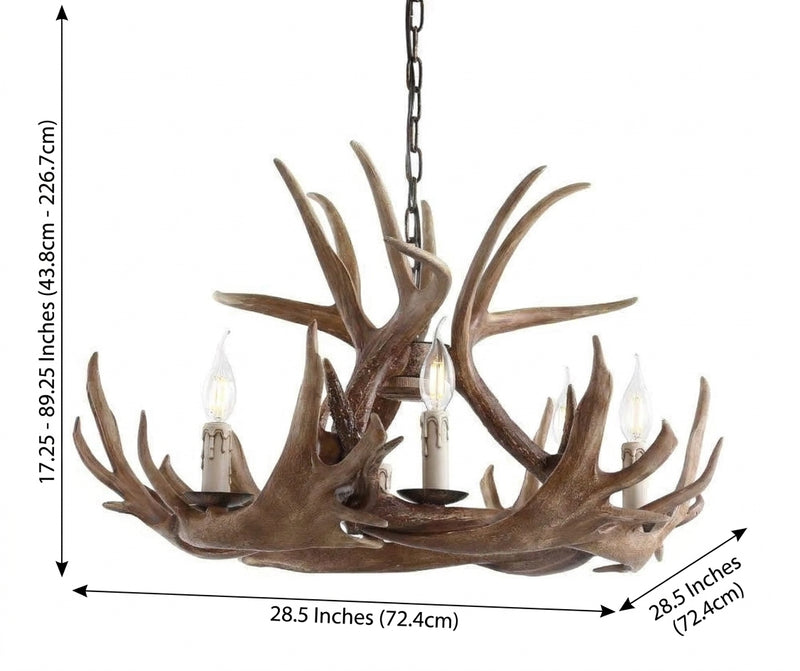 Rudolph Adjustable Resin Antler LED Chandelier Brown / 28.5" – DIM