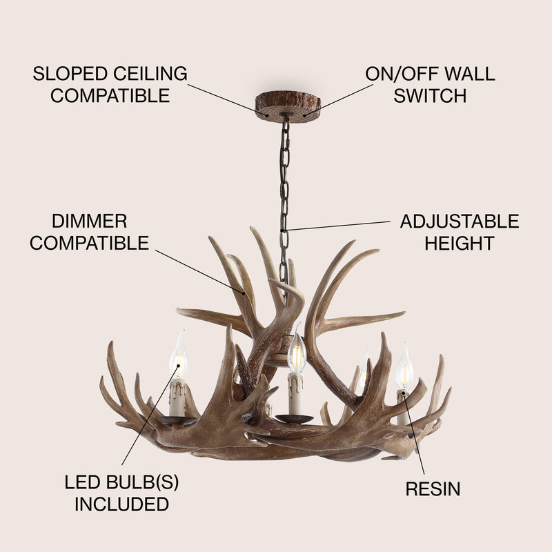 Rudolph Adjustable Resin Antler LED Chandelier