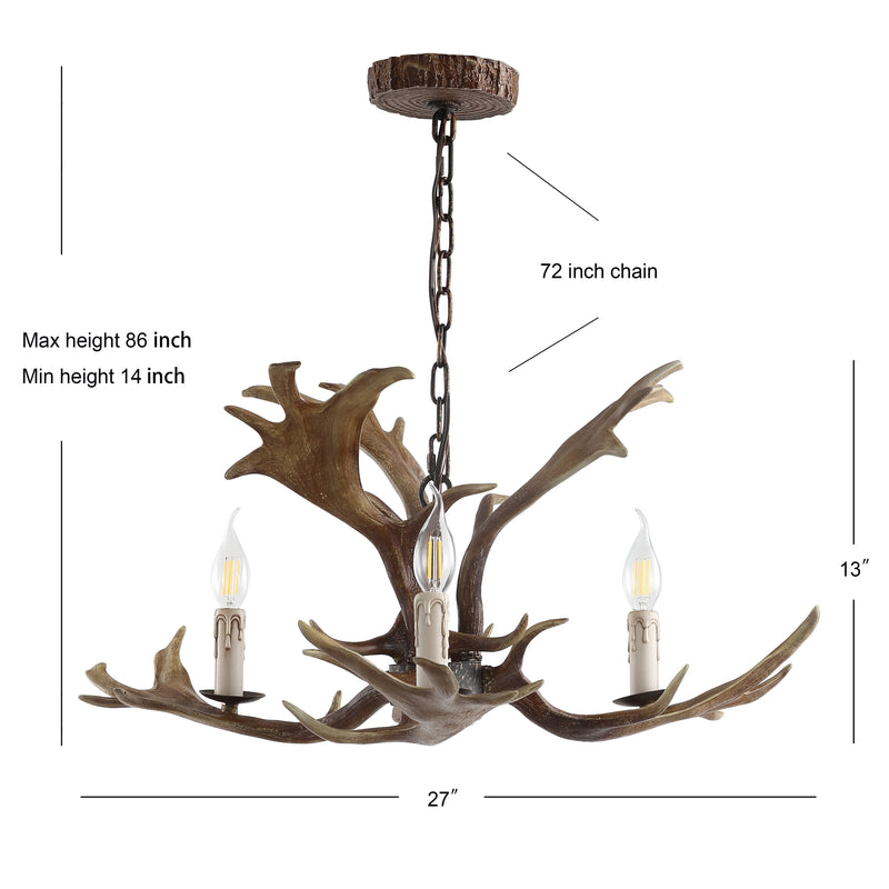 Eldora Rustic Resin Antler Chandelier with Adjustable LED Lighting