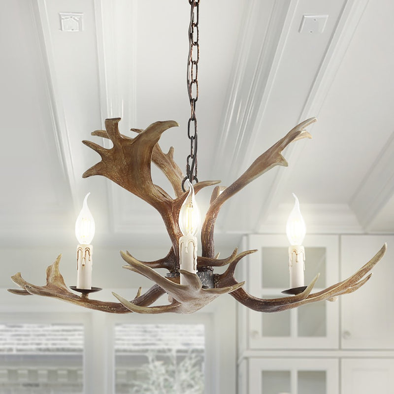 Eldora Rustic Resin Antler Chandelier with Adjustable LED Lighting