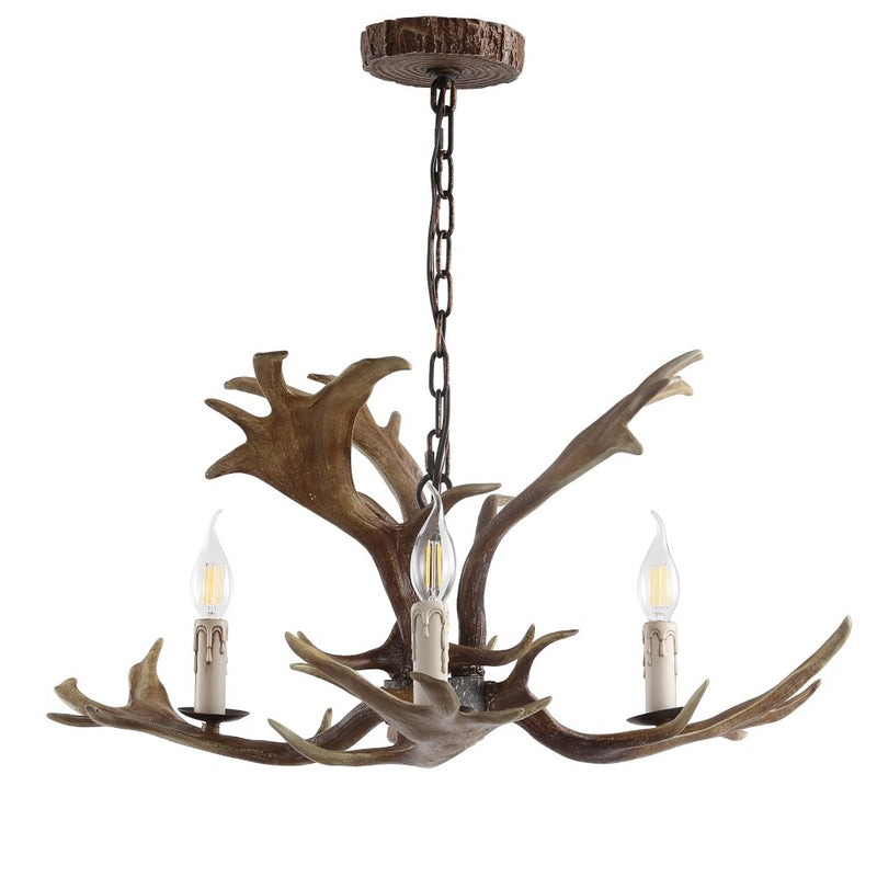 Eldora Rustic Resin Antler Chandelier with Adjustable LED Lighting