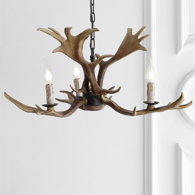 Eldora Rustic Resin Antler Chandelier with Adjustable LED Lighting