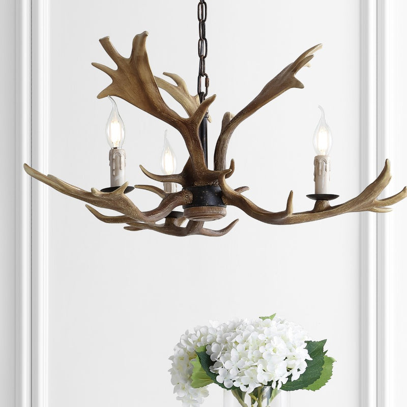 Eldora Rustic Resin Antler Chandelier with Adjustable LED Lighting