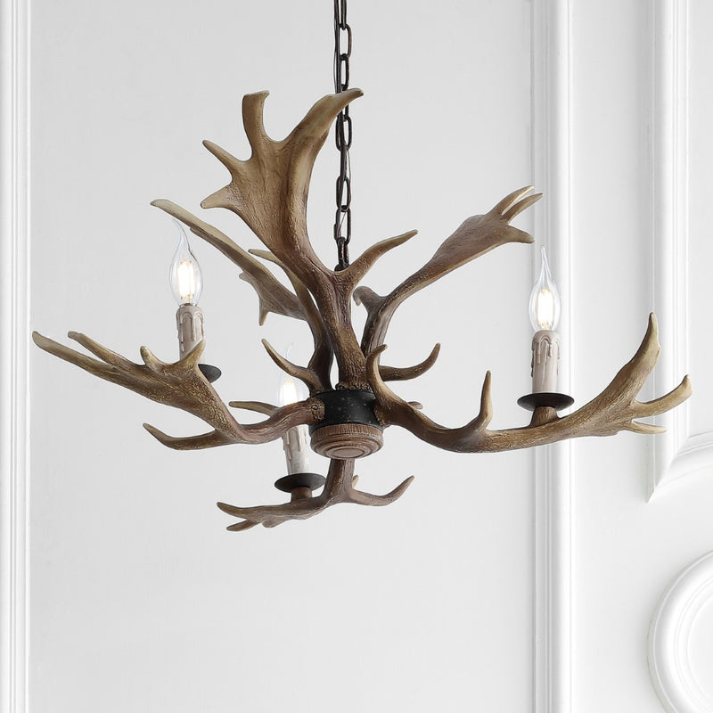 Eldora Rustic Resin Antler Chandelier with Adjustable LED Lighting