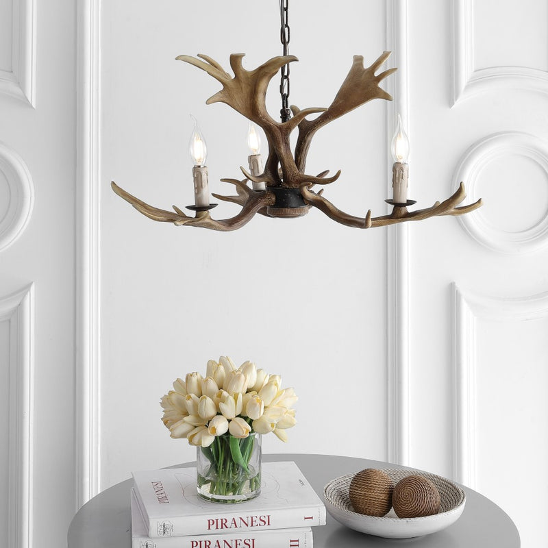 Eldora Rustic Resin Antler Chandelier with Adjustable LED Lighting