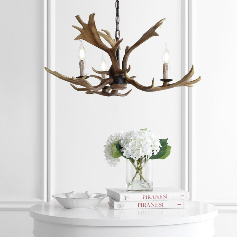 Eldora Rustic Resin Antler Chandelier with Adjustable LED Lighting