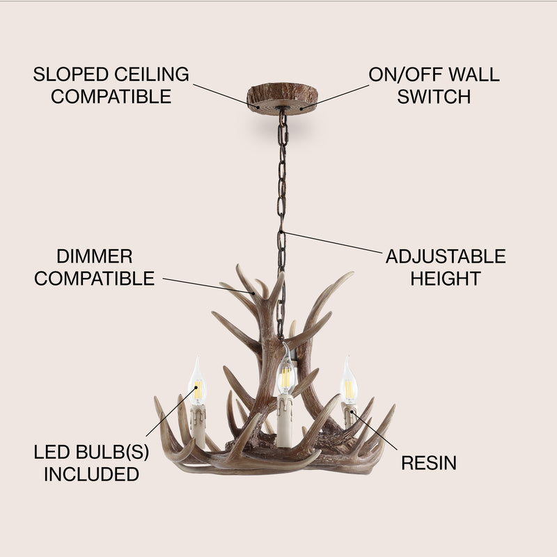 Rudolph Adjustable Resin Antler LED Chandelier