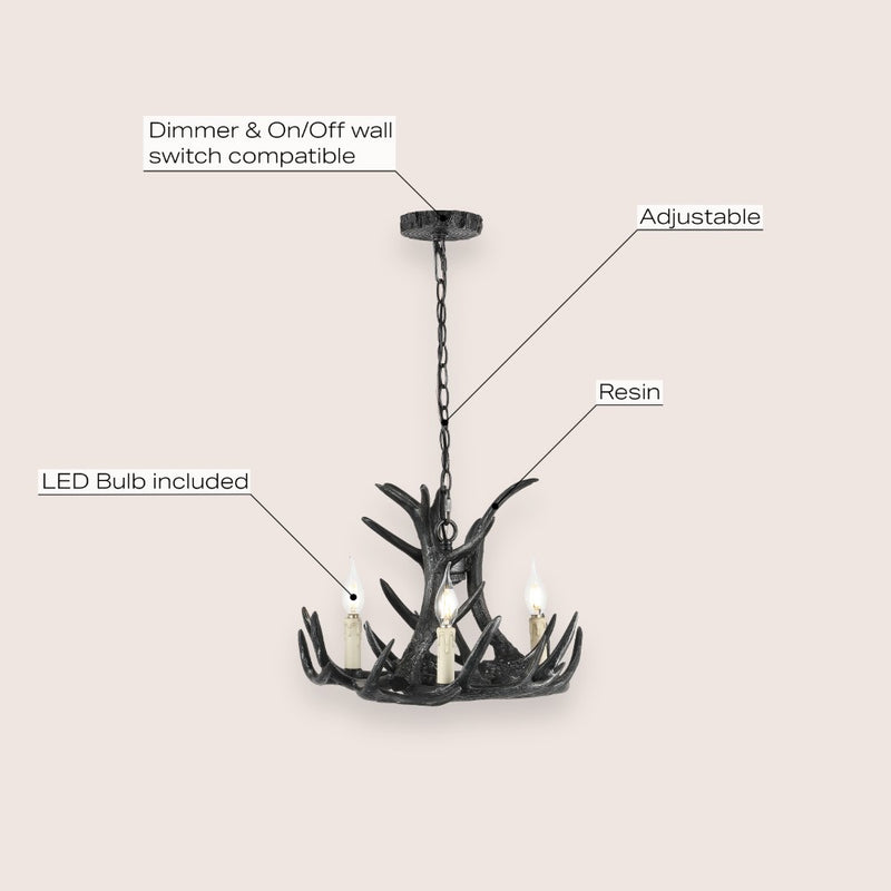 Rudolph Adjustable Resin Antler LED Chandelier