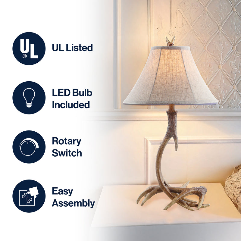 Antler 27.5" Rustic Resin LED Table Lamp