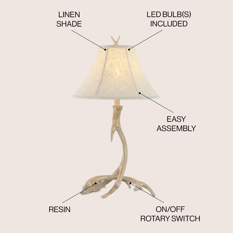 Antler 27.5" Rustic Resin LED Table Lamp - JONATHAN Y