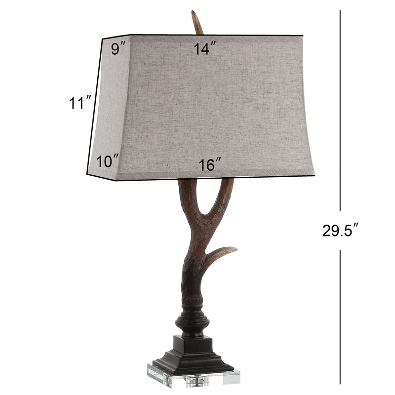 Antler 29.5" Rustic Resin/Crystal LED Table Lamp - JONATHAN Y