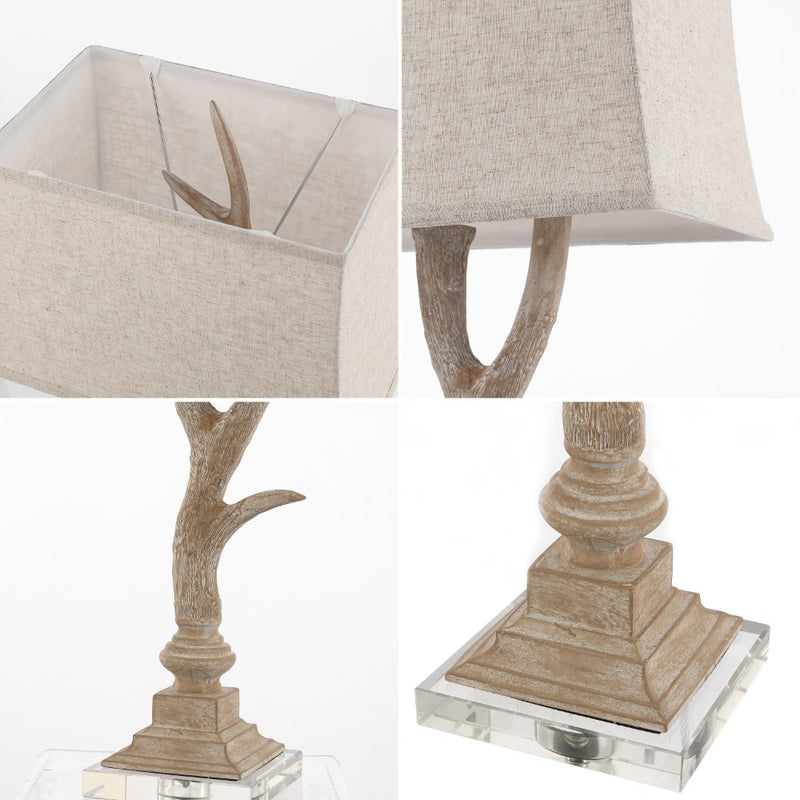 Antler 29.5" Rustic Resin/Crystal LED Table Lamp - JONATHAN Y