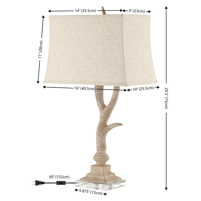Antler 29.5" Rustic Resin/Crystal LED Table Lamp - JONATHAN Y