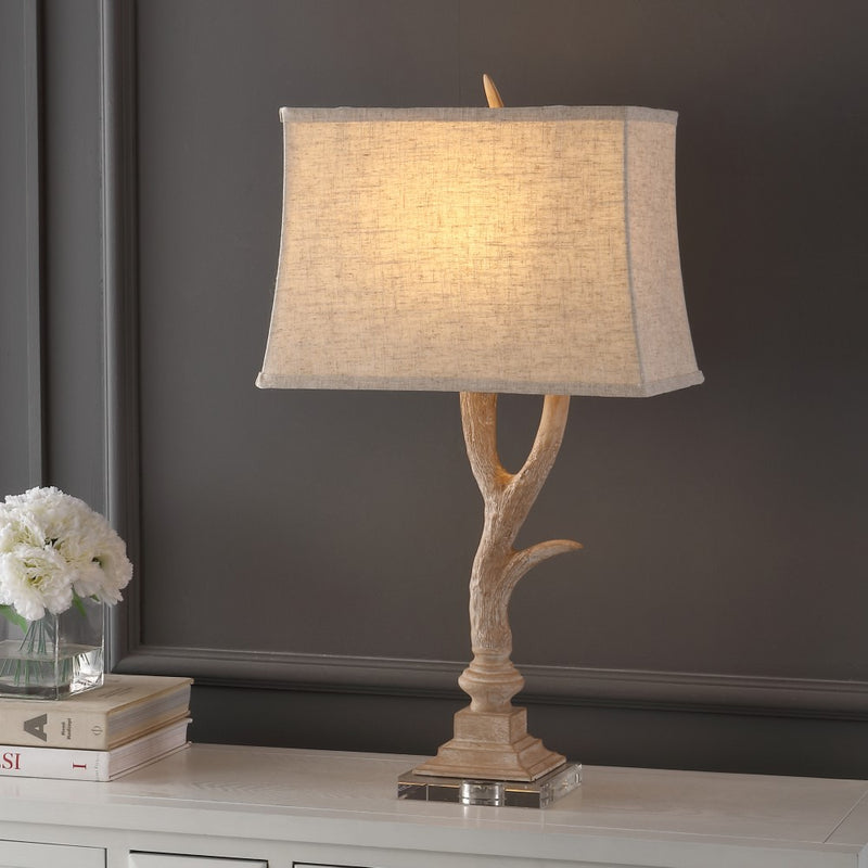 Antler 29.5" Rustic Resin/Crystal LED Table Lamp - JONATHAN Y