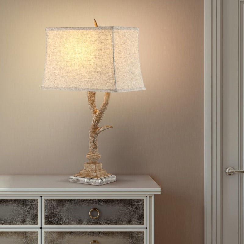 Antler 29.5" Rustic Resin/Crystal LED Table Lamp - JONATHAN Y