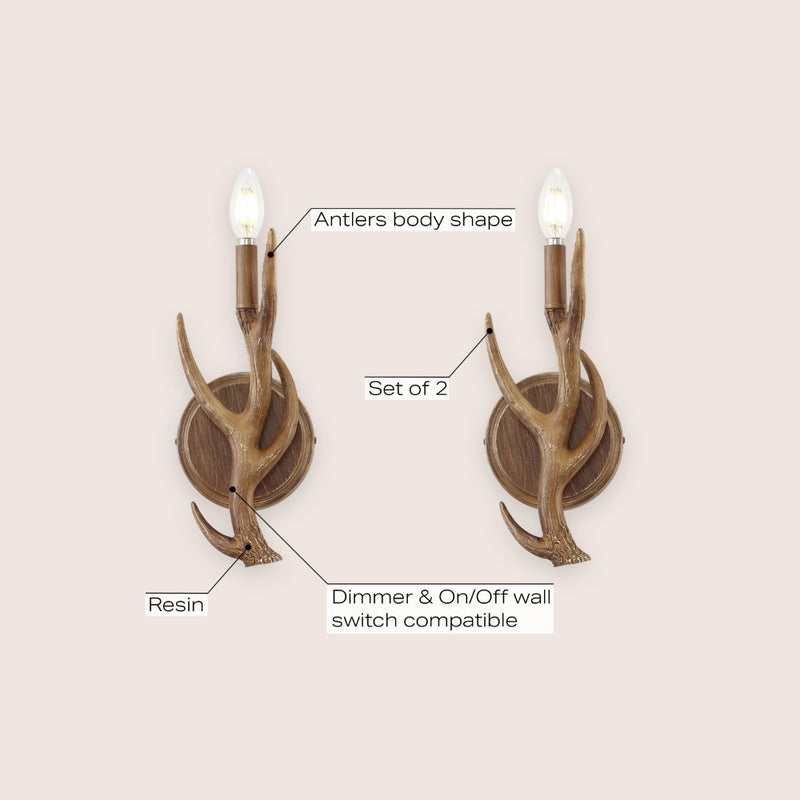 Cody 5.5" 1-Light Southwestern Bohemian Resin/Iron Faux Antler LED Sconce - JONATHAN Y
