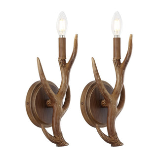 Cody 5.5" 1-Light Southwestern Bohemian Resin/Iron Faux Antler LED Sconce - JONATHAN Y