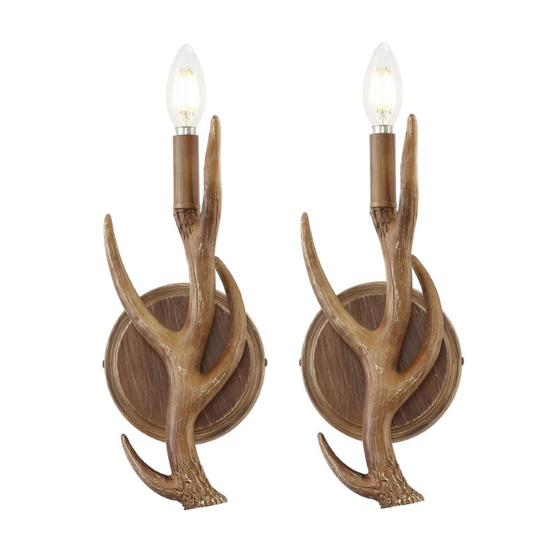 Cody 5.5" 1-Light Southwestern Bohemian Resin/Iron Faux Antler LED Sconce - JONATHAN Y