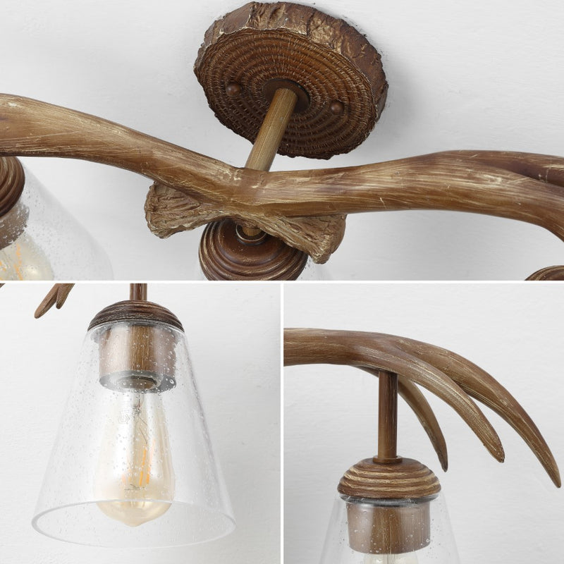 Wyatt Southwestern Bohemian Resin/Seeded Glass Faux Antler LED Vanity Light