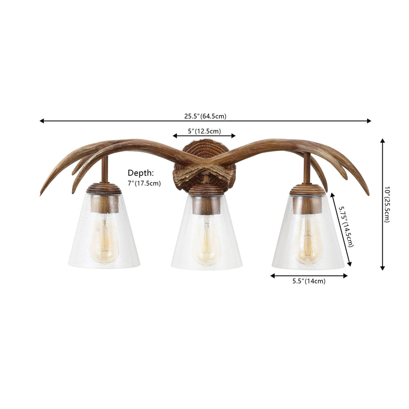 Wyatt Southwestern Bohemian Resin/Seeded Glass Faux Antler LED Vanity Light