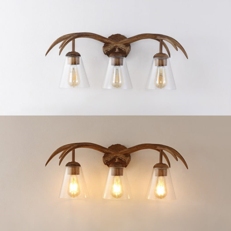 Wyatt Southwestern Bohemian Resin/Seeded Glass Faux Antler LED Vanity Light