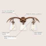 Wyatt Southwestern Bohemian Resin/Seeded Glass Faux Antler LED Vanity Light