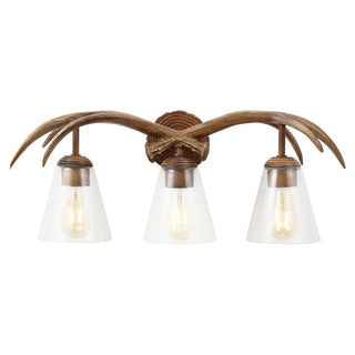 Wyatt 25.5" 3-Light Southwestern Bohemian Resin/Seeded Glass Faux Antler LED Vanity Light - JONATHAN Y