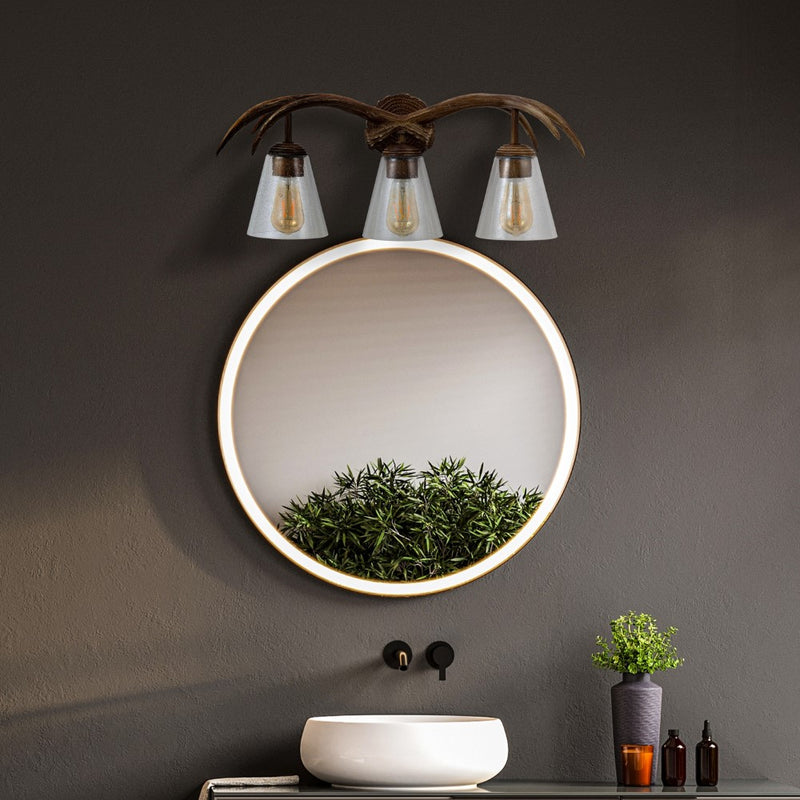 Wyatt Southwestern Bohemian Resin/Seeded Glass Faux Antler LED Vanity Light