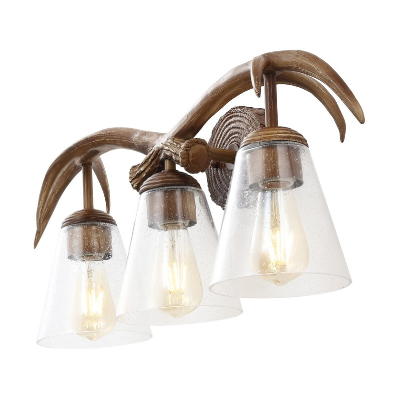 Wyatt Southwestern Bohemian Resin/Seeded Glass Faux Antler LED Vanity Light
