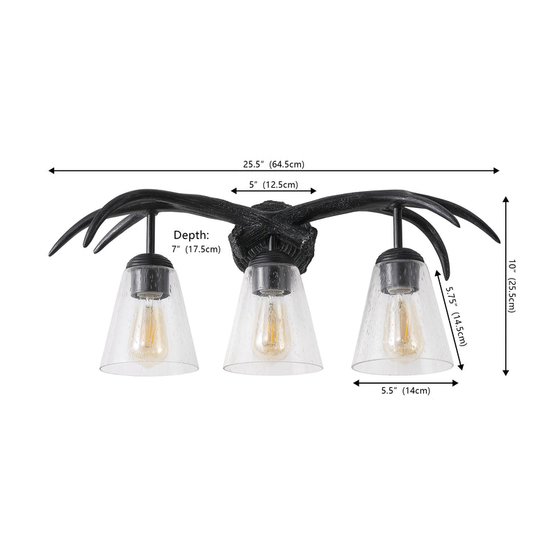 Wyatt Southwestern Bohemian Resin/Seeded Glass Faux Antler LED Vanity Light