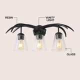 Wyatt Southwestern Bohemian Resin/Seeded Glass Faux Antler LED Vanity Light