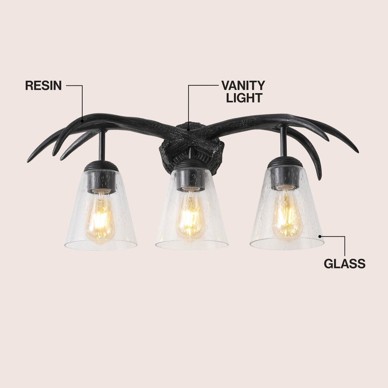 Wyatt Southwestern Bohemian Resin/Seeded Glass Faux Antler LED Vanity Light