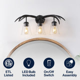 Wyatt Southwestern Bohemian Resin/Seeded Glass Faux Antler LED Vanity Light
