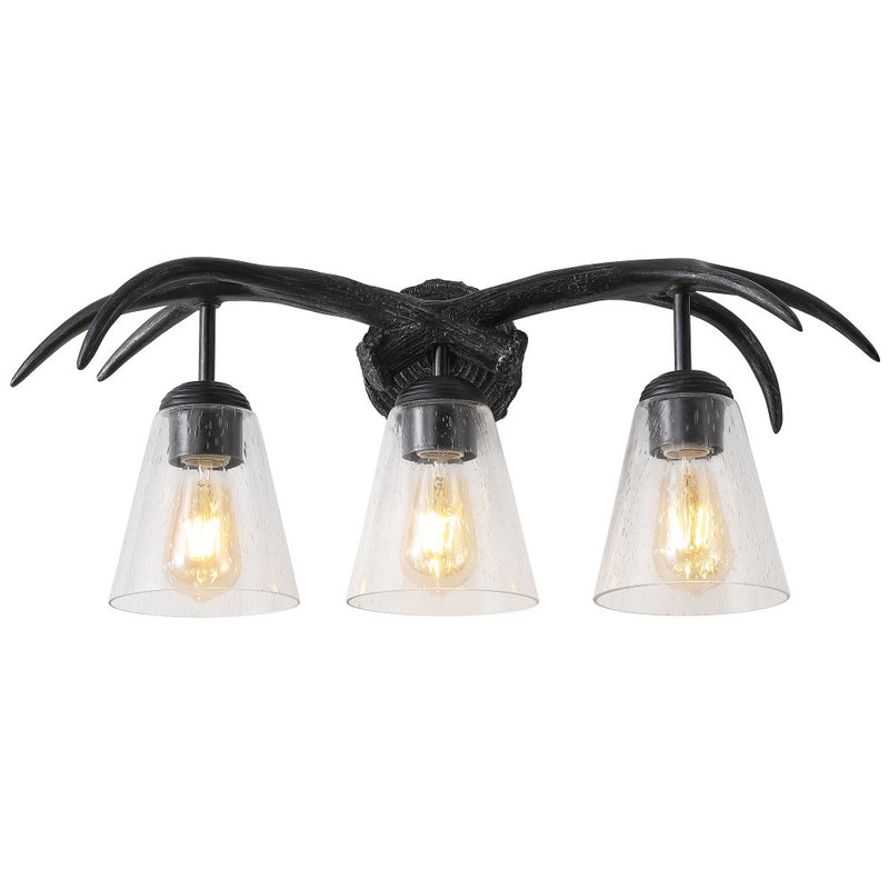 Wyatt Southwestern Bohemian Resin/Seeded Glass Faux Antler LED Vanity Light