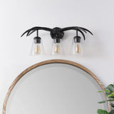 Wyatt Southwestern Bohemian Resin/Seeded Glass Faux Antler LED Vanity Light