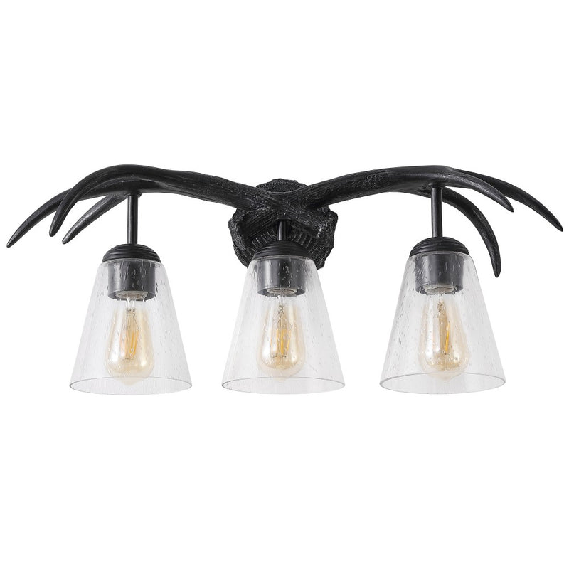 Wyatt Southwestern Bohemian Resin/Seeded Glass Faux Antler LED Vanity Light