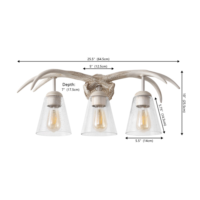 Wyatt Southwestern Bohemian Resin/Seeded Glass Faux Antler LED Vanity Light