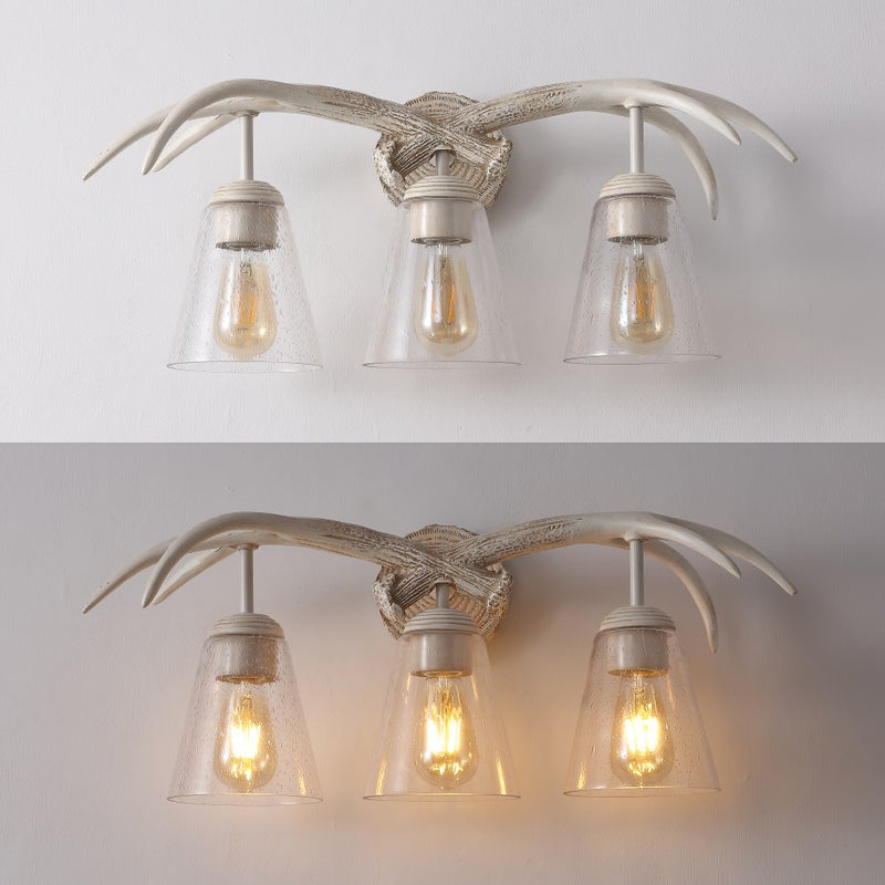 Wyatt Southwestern Bohemian Resin/Seeded Glass Faux Antler LED Vanity Light